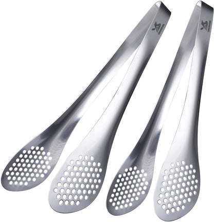 MSY BIGSUNNY Chef Kitchen Tongs Stainless Steel Food Serving Tongs Set Buffet tongs (silver 7" 9" & 11", 3 pack)
