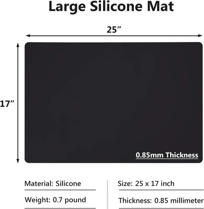 Gartful Extra Large Silicone Mats for Countertop, 28" by 20" Multipurpose Mat, Counter Table Protector, Desk Saver Pad, Placemat Nonstick Nonskid Heat-Resistant Pad, Black
