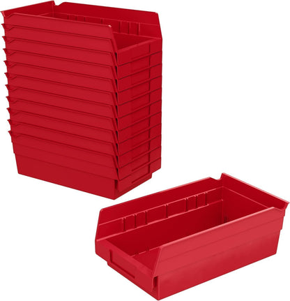 Akro-Mils 30130 Plastic Shelf Bins, Heavy Duty Storage Bins for Garage, Closet, and Drawer Organization, 12" x 6-1/2" x 4", Blue, 12-Pack | Closet, and Drawer Organization, 12" x 6-1/2" x 4", Blue, 12-Pack