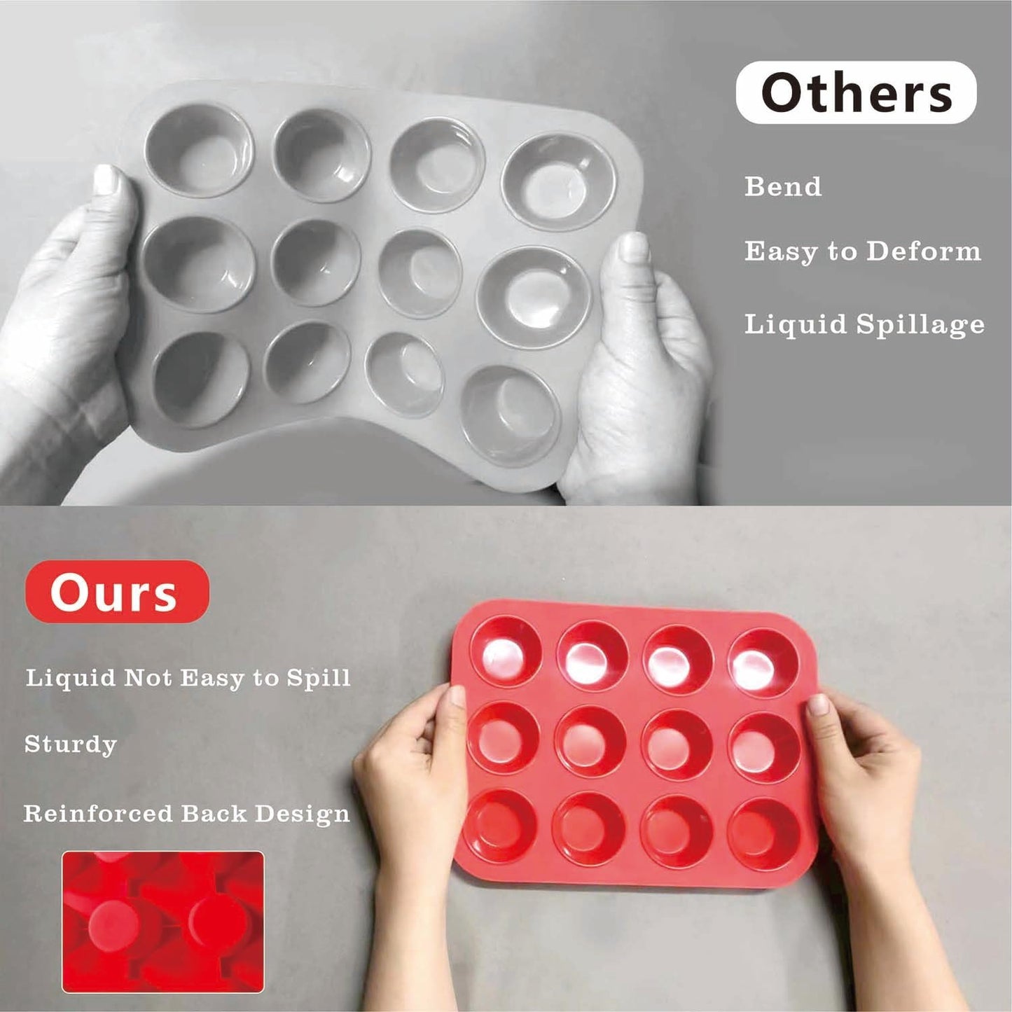 saphe Silicone Muffin Pans for Baking, 7 Cups Air Freyer Cupcake Pan, Nonstick Silicone Muffin molds for for Baking Egg Bite, Muffins, Tart, Cupcake and Quiche, 2 Packs (7 cups)