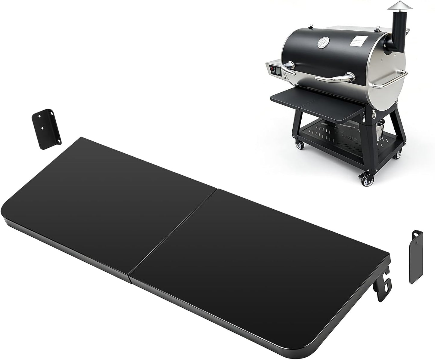 Upgraded Grill Table for Weber Kettle 22"/18"/26", Master Touch 22", Smokey Mountain, Recteq Pellet Grill RT-B380, Prep Station with Cutting Board, Basin, 4 Hooks, Shelf for Weber Kettle Accessories