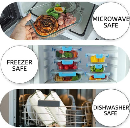 12 Pack Glass Storage Containers Transparent, Stackable Design Meal Prep Containers for Food Storage, Home, Kitchen & Pantry Organization, Microwave/Freezer/Dishwasher Safe