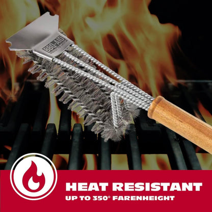 BBQ-AID Grill Brush for Outdoor Grill Bristle Free - 18" BBQ Brush for Grill Cleaning Kit - Safe BBQ Grill Cleaner Brush and Scraper - Stainless Grill Cleaning Brush for Any Grill, Grill Accessories