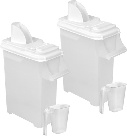 Buddeez Pet Food Storage Dispensers Plastic 4 Gallon - Airtight Flip Top for Freshness - Dry Dog Food, Cat Food or Bird Seed Plastic Containers (Set of 2)
