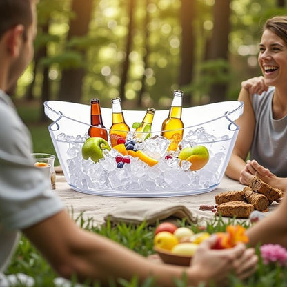 Clear Ice Bucket for Parties, 6L Large Acrylic Beverage Tub with Handles & Scoop, Thick BPA-Free Plastic Wine Chiller Bucket for Champagne, Beer, Mimosa Bar, BBQ & Entertaining(1 Pcs)