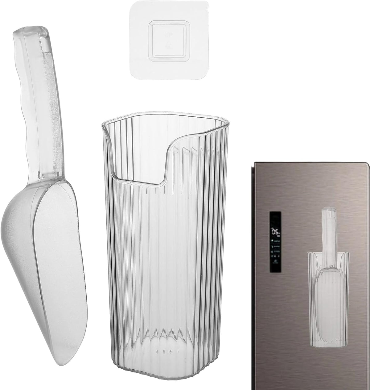 Acrylic Ice Scoop With Plastic Holder For Freezer and Ice Machine