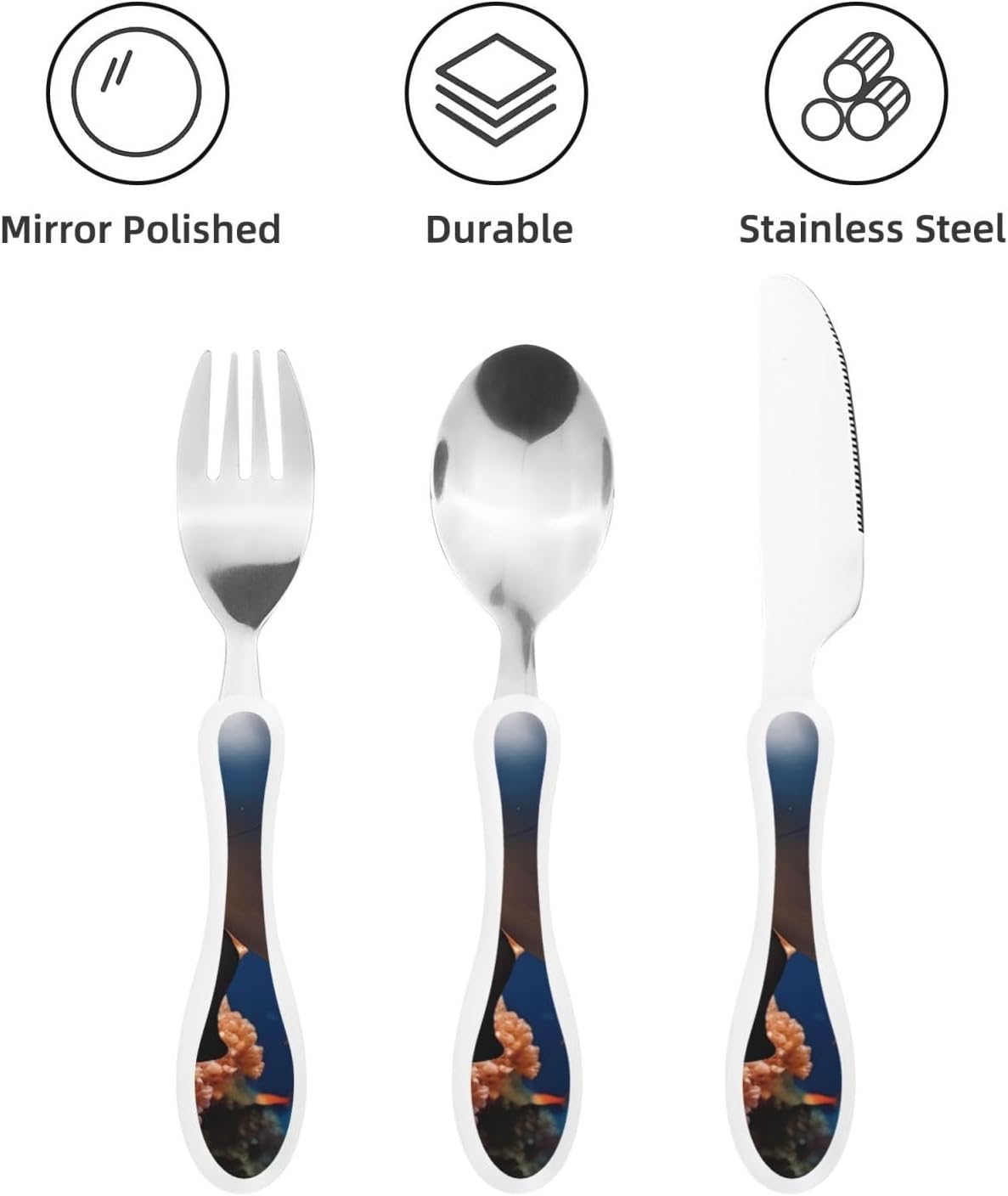 3-Piece Kids Silverware Set With Storage Case, Stainless Steel Reusable Children Safe Knife Spoon Fork Set Colorful Abstract Dragonfly Children Flatware Set For Kids Lunch Box