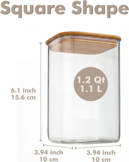 2-Pack 3.4Qt Large Glass Flour Sugar Storage Containers with Lids | Wide Mouth Design, With Measuring Cups, Minimalist Kitchen Organizer,Scandinavian Style Storage,Nordic Style Storage