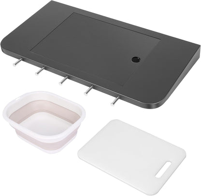 Upgraded Grill Table for Weber Kettle 22"/18"/26", Master Touch 22", Smokey Mountain, Recteq Pellet Grill RT-B380, Prep Station with Cutting Board, Basin, 4 Hooks, Shelf for Weber Kettle Accessories