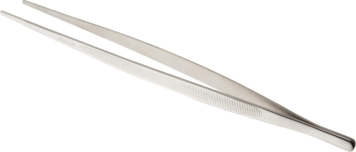 Mercer Culinary 18-8 Stainless Steel Chef Plating Tongs, Offset Tip, 6-1/2 Inch
