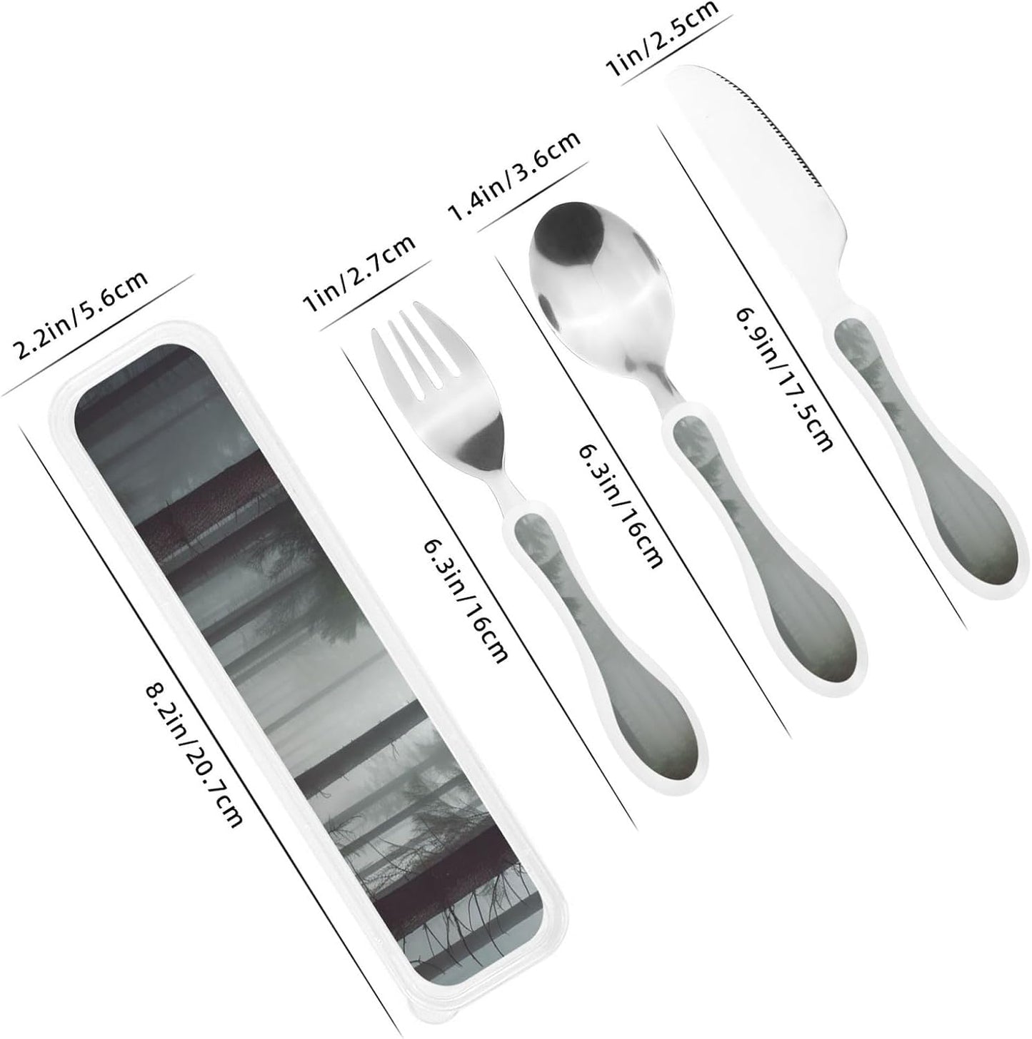 3-Piece Kids Silverware Set With Storage Case, Stainless Steel Reusable Children Safe Knife Spoon Fork Set Blue Active Girl Running Sunset Children Flatware Set For Kids Lunch Box - Colors A