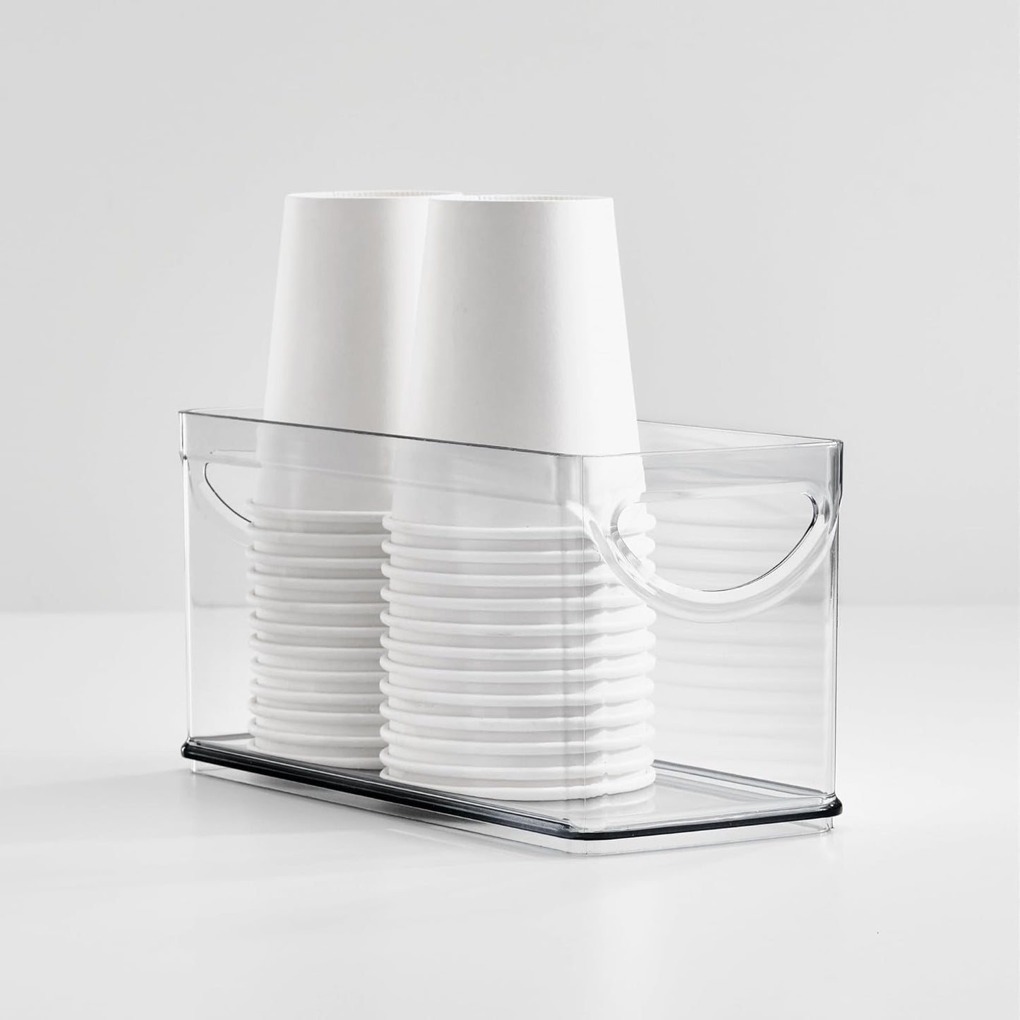iDesign Narrow Pantry Bin with Handles for Kitchen Cabinets or Fridge, Set of 2, Clear, Made in USA