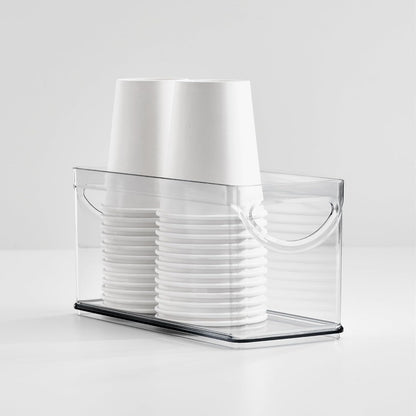 iDesign Narrow Pantry Bin with Handles for Kitchen Cabinets or Fridge, Set of 2, Clear, Made in USA