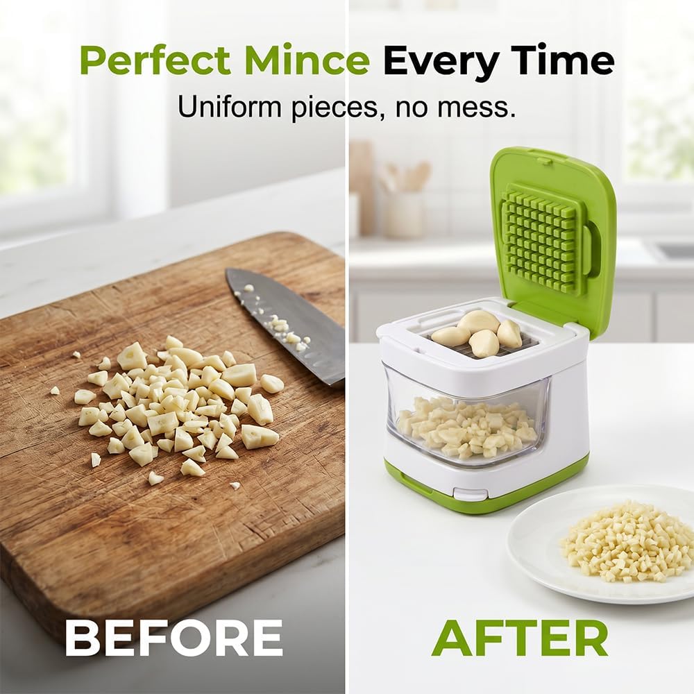 Mini Garlic Chopper and Press with Container