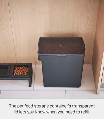 YAMAZAKI Home Tower Airtight Pet Food Storage Container - Cat And Dog Food Holder Bin With Transparent Lid And Handle - Extra Large - Polypropylene - 6.6 Gallons, 25 Liters
