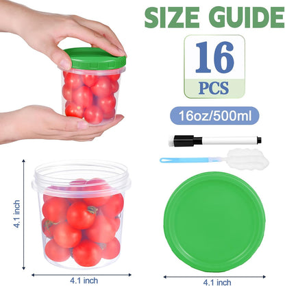 Freezer Storage Containers, 16 Pack 10 oz Plastic Food Storage Containers with Twist Top Lids, Meal Prep Containers for Soup Snack Fruit, BPA Free, Leakproof, Microwave & Dishwasher Safe