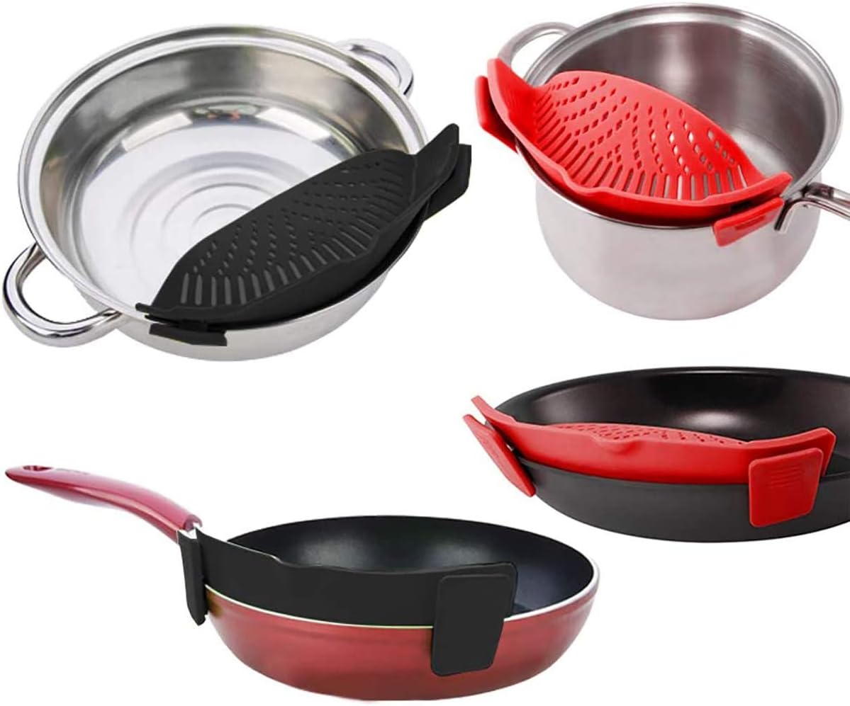 Snap Strainer Clip-on for Pots Pans, Clip on Pot Strainer