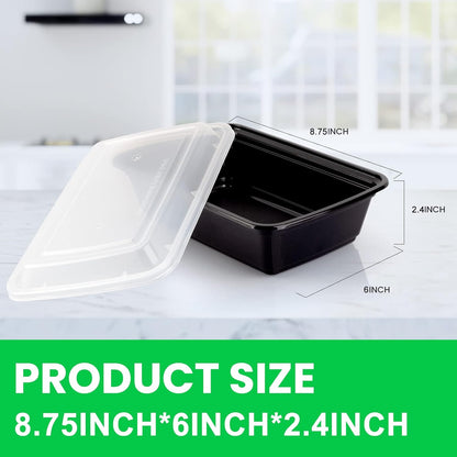 WGCC Meal Prep Containers 32oz 10Pack and Deli Containers with Lids 48 Sets-8oz, 16oz, 32oz, Leakproof, BPA Free/Microwave/Freezer/Dishwasher Safe