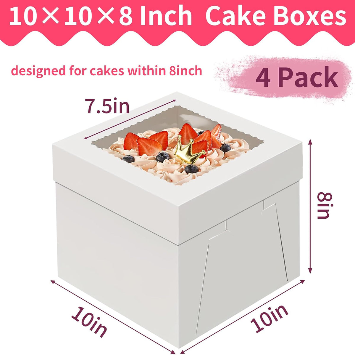 WINKIO Cake Boxes 12 inch, Cake Carrier Holder, Storage Transport Container