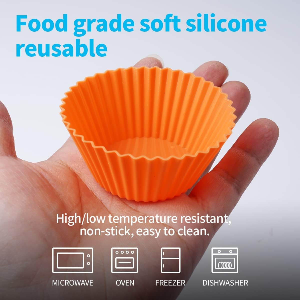 Doiaz Silicone Bento Lunch Box Dividers 3 Shapes of Standard Round & Square & Rectangle - Reusable Silicone Cupcake Liners Non-Stick Muffin Cups for Baking