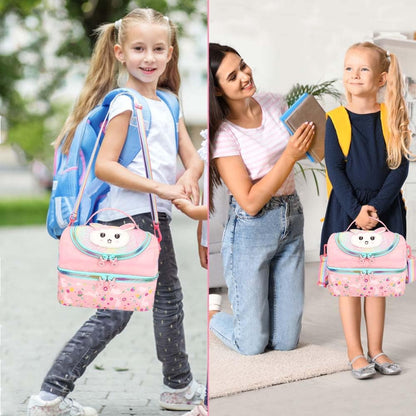 RHCPFOVR Kids Lunch Bag - Double - Decker Cooler Insulated Lunch Box for Boys Girls,Washable Lunch Bag with Strap and Reusable Toddler Lunchbox for School and Daycare
