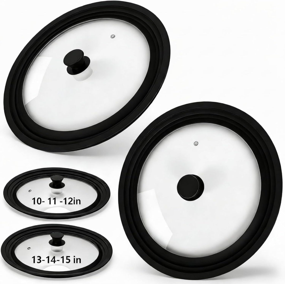 Blushtier 2 Set Universal Lid for Pots, Pans and Skillets, Black