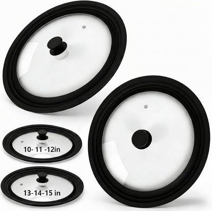 Blushtier 2 Set Universal Lid for Pots, Pans and Skillets, Black