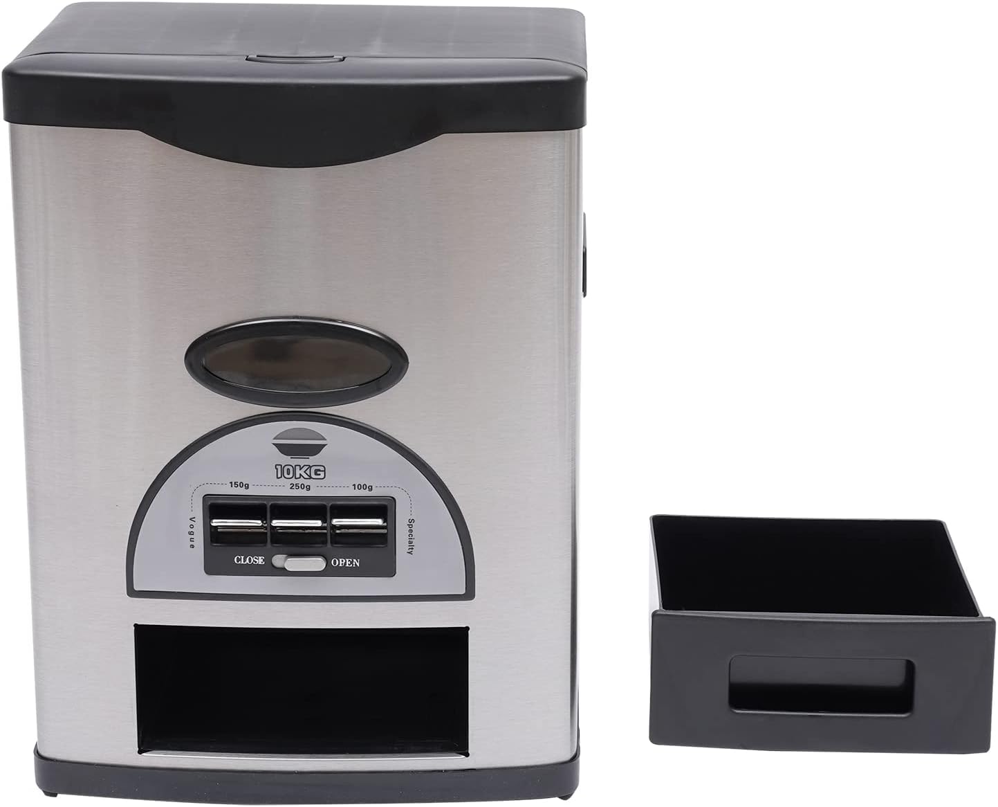 Auto Rice Dispenser Container, Stainless Steel Rice Dispenser, 15kg/33lb Large Capacity Automatic Rice Storage Container Kitchen Rice Dispenser Countertop, Silver