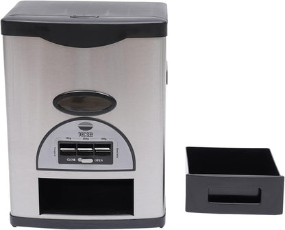 Auto Rice Dispenser Container, Stainless Steel Rice Dispenser, 15kg/33lb Large Capacity Automatic Rice Storage Container Kitchen Rice Dispenser Countertop, Silver