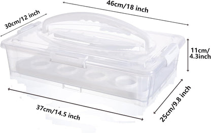 Plastic Cake Carrier and Cupcake Holder with Lids,Portable Stackable Cupcake Dessert Storage Container for Full Size 14x9 Cake Box Or Storing 12 Cupcakes Tray