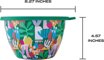 S'well Stainless Steel Salad Bowl Kit 64oz, Peacock Blue, Comes with 2oz Mini Canister and Removable Tray for Organization, Leakproof, Easy to Clean, Dishwasher Safe