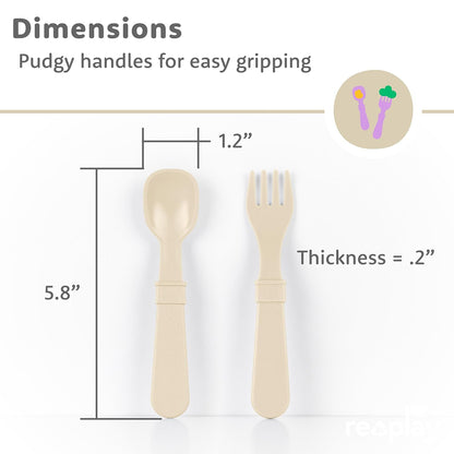 Re-Play Toddler Forks and Spoons Set - 4x4 Utensils Set for Kids - Dishwasher and Microwave Safe - Made in USA - Set of 8-5.8" x 1.2" x 0.2" - Princess