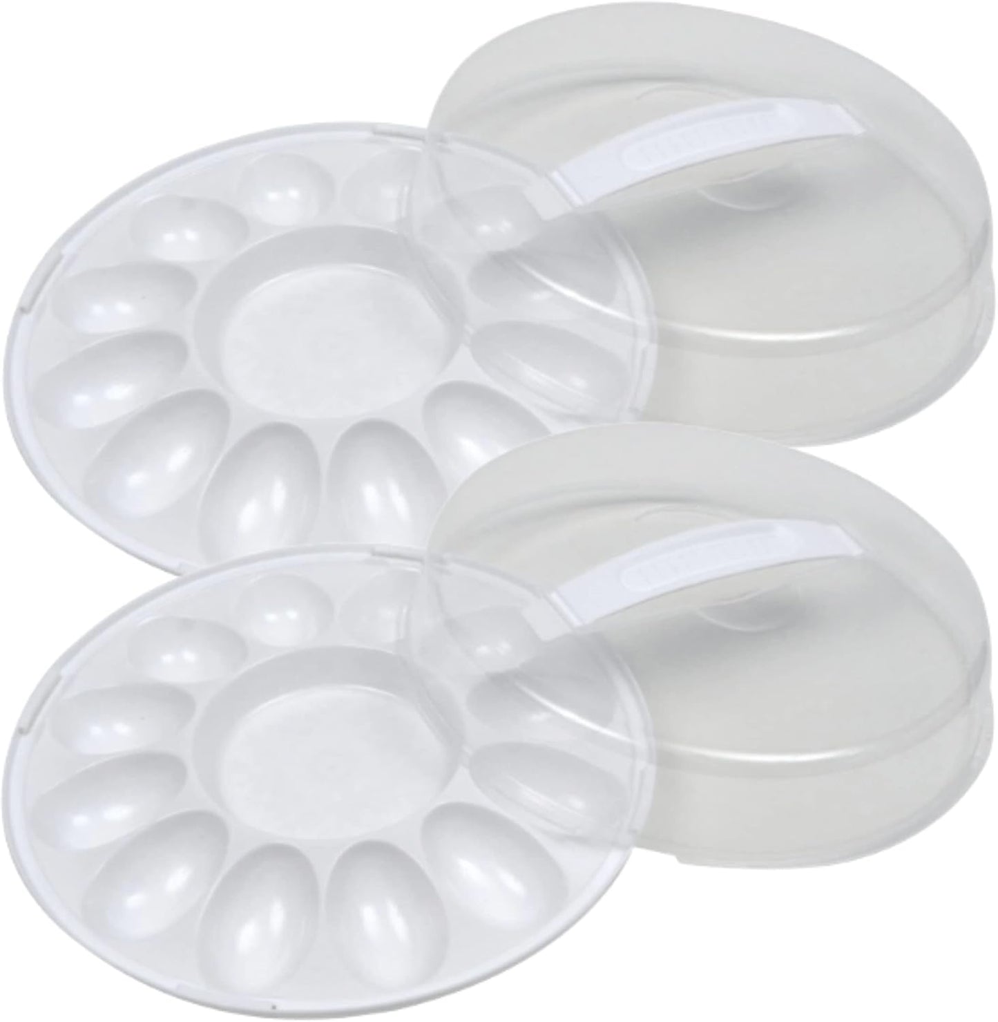 KRE Sure Fresh Deviled Egg Carrier with Lid 10.375x3.5In Freezer Safe Display Home Kitchens Outdoor Indoor Cookout Valentines Day Birthdays Party Plastic Food Trays Pack of 2 with Bonus Restrav