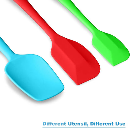 Silicone Spatula 3-piece Set, Ergonomic Handle High Heat-Resistant Spatulas, Non-stick Rubber Spatulas with Stainless Steel Core, Black