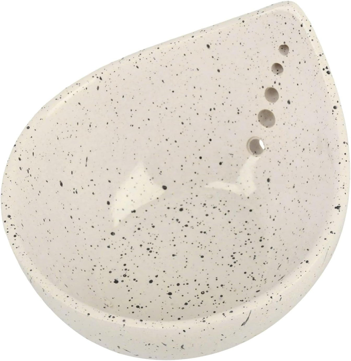 Herb Stripper Bowl, Resin Kitchen Herb Leaf Stripping Tool, 5‑Hole Speckled Bowl for Thyme, Basil, Rosemary, Parsley, Oregano, Cilantro, Kale, Collects Stripped Herb Leaves, Dishwasher Safe，White
