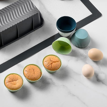12 Pcs Silicone Cupcake Baking Cups Colorful Muffin Liners Easy Clean Pastry Molds Non Stick Cake Molds Sets for Halloween Christmas Party