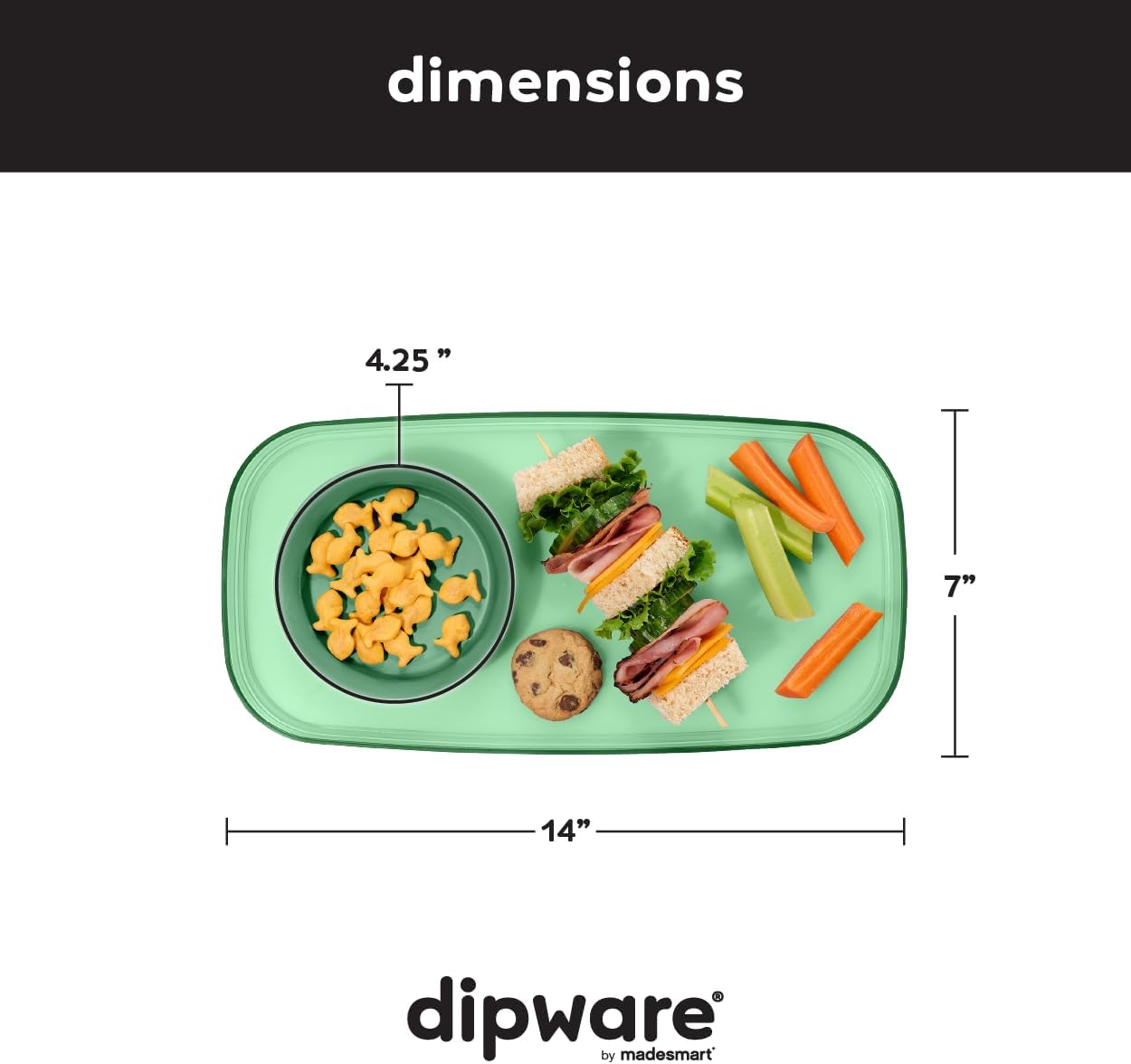 madesmart dipware Small Serving Plate, Stackable & Removable Dip Bowl for Salsa, Queso, Salad, Olives, Dishwasher & Microwave Safe, Multipurpose Plate & Bowl, Blue