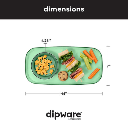 madesmart dipware Small Serving Plate, Stackable & Removable Dip Bowl for Salsa, Queso, Salad, Olives, Dishwasher & Microwave Safe, Multipurpose Plate & Bowl, Blue