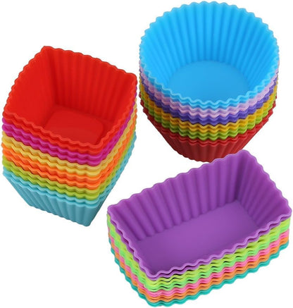 36 Pack Silicone Reusable Cupcake Cases Baking Muffin Cups Liners Molds Sets