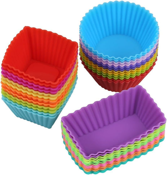 36 Pack Silicone Reusable Cupcake Cases Baking Muffin Cups Liners Molds Sets