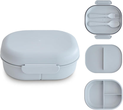 mushie Kids Bento Lunch Box | 3-Compartment & Removable Divider + Fork & Spoon Utensils | Great For Meals, School, Snacks On-the-Go | Dishwasher Safe (Blush)