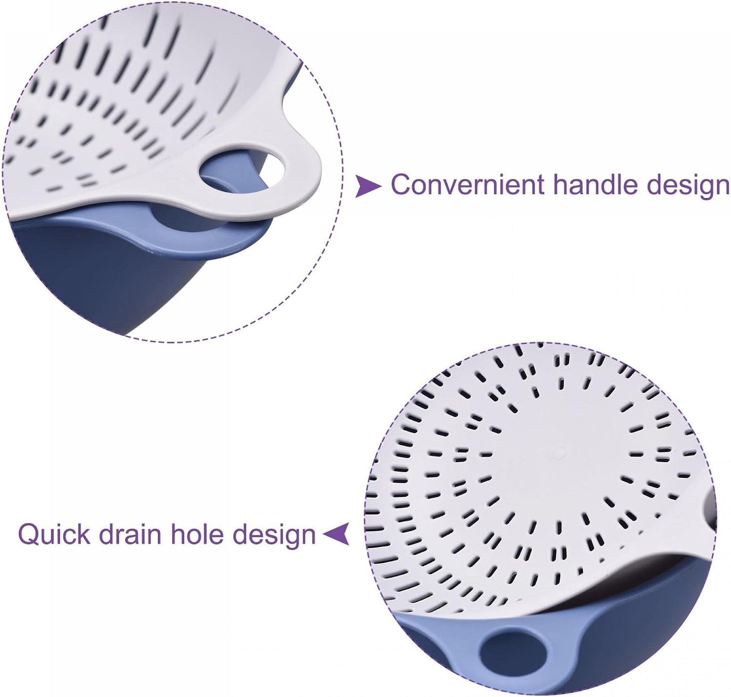 uxcell Kitchen Strainer Colander Bowl Set, Small Double Layer Drain Basin and Basket Suitable for Fruits, Vegetables, Pasta, Berry - Purple