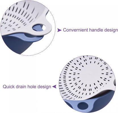 uxcell Kitchen Strainer Colander Bowl Set, Small Double Layer Drain Basin and Basket Suitable for Fruits, Vegetables, Pasta, Berry - Purple