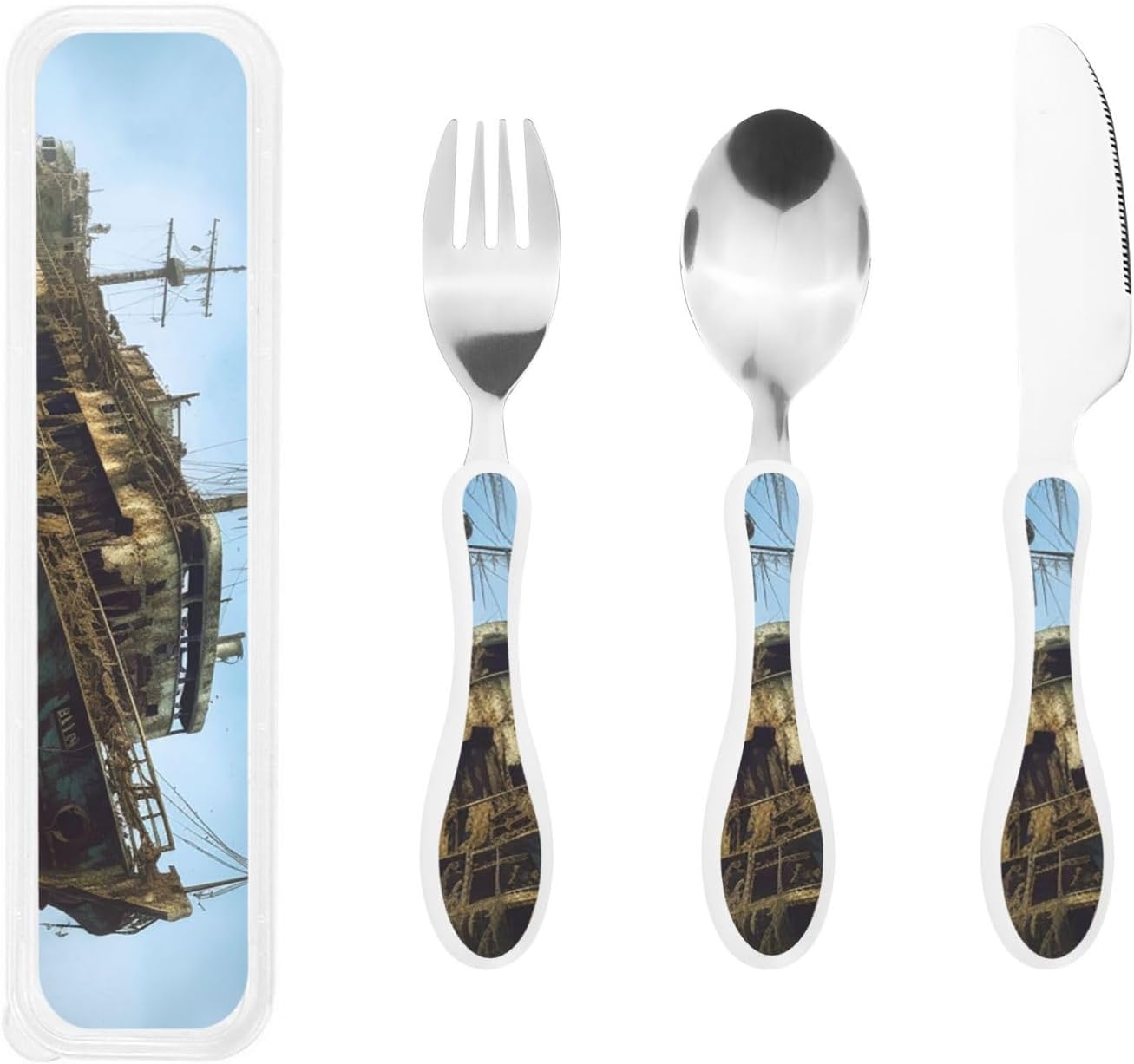 3-Piece Kids Silverware Set With Storage Case, Stainless Steel Reusable Children Safe Knife Spoon Fork Set Parrots On Branches Children Flatware Set For Kids Lunch Box