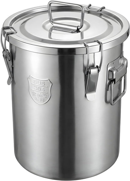 25lb Stainless Steel Containers with Lids, 12L/3.1gal 304 Stainless Steel Storage Containers, Metal Bird Seed Storage Container for Rice Flour Sugar Grain Coffee Bean Kitchen Jar