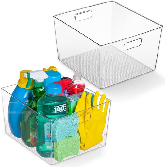 ClearSpace Clear Plastic Storage Bins – XL 6 Pack Perfect Kitchen or Pantry Organization Fridge Organizer and Storage Bins, Cabinet Organizers