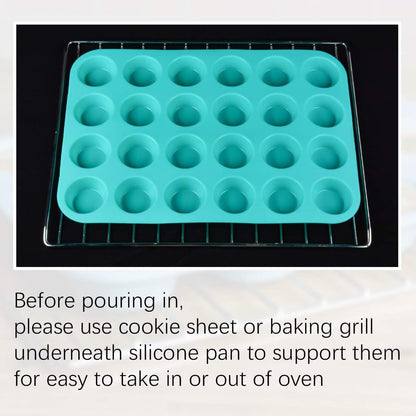CAKETIME Silicone Muffin Pan Cupcake Pan Set - Mini 24 Cups and Regular 12 Cups Muffin Tin, Nonstick Food Grade Molds with 12 Baking Cups