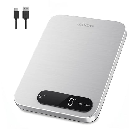 Ultrean Food Scale, Digital Kitchen Scale with LCD Display, Weight Grams and Ounces for Baking Cooking and Meal Prep, 6 Units with Tare Function, 304 Stainless Steel, 11lb (Batteries Included)