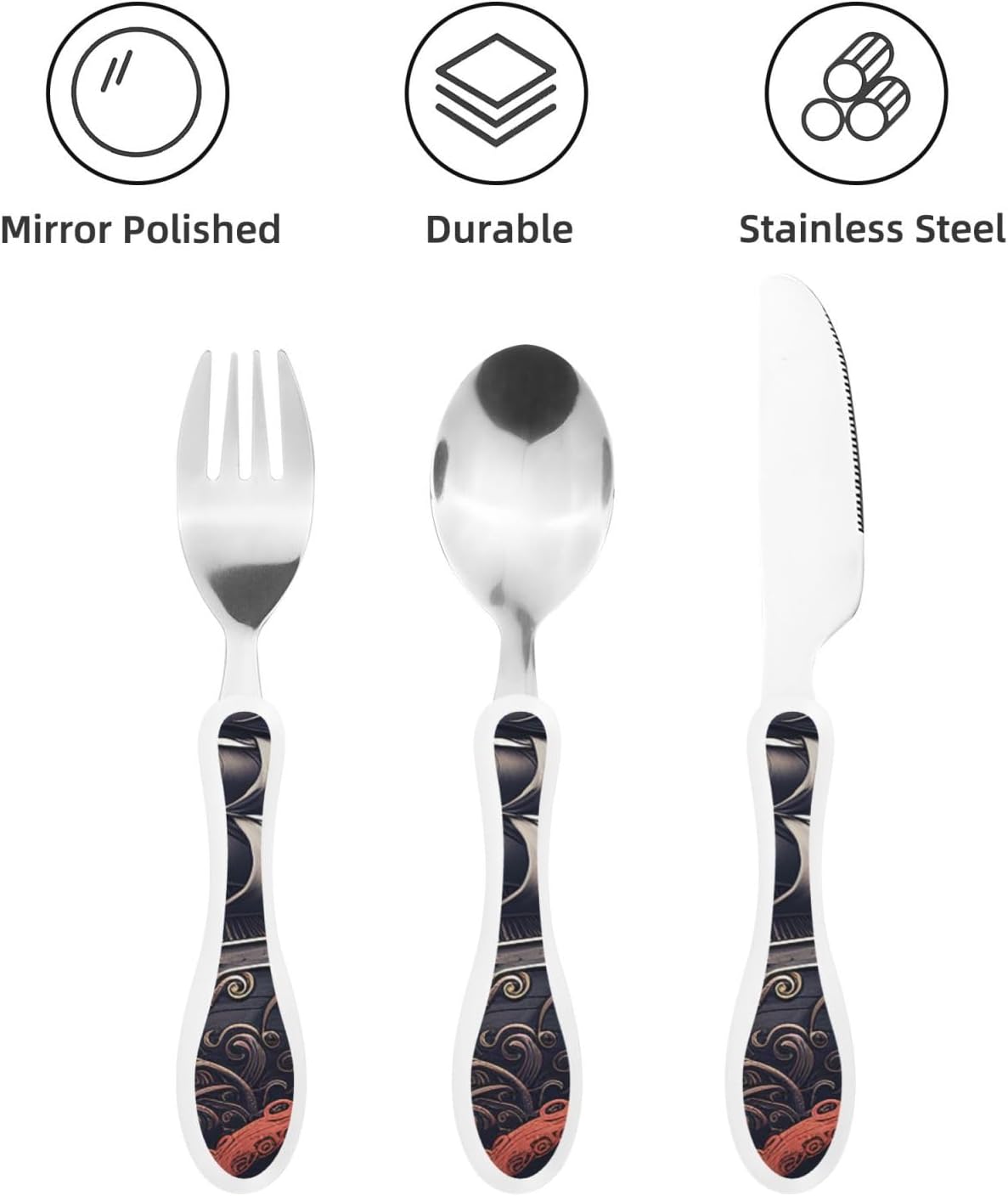 3-Piece Kids Silverware Set With Storage Case, Stainless Steel Reusable Children Safe Knife Spoon Fork Set Blue Active Girl Running Sunset Children Flatware Set For Kids Lunch Box - Colors A