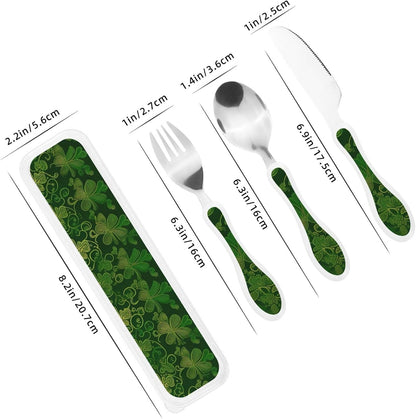 3-Piece Kids Silverware Set With Storage Case, Stainless Steel Reusable Children Safe Knife Spoon Fork Set Blue Active Girl Running Sunset Children Flatware Set For Kids Lunch Box - Colors C
